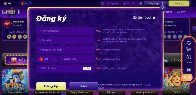 Đăng ký Gnbet nhanh chóng, giải trí với kho game đa dạng