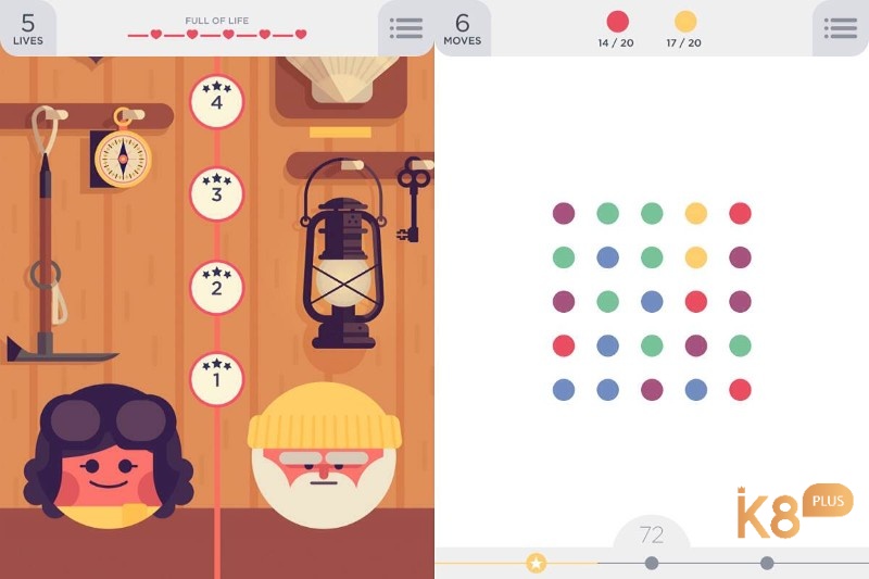 Two Dots nổi bật bởi lối chơi nối điểm thông minh và giao diện tối giản, tinh tế