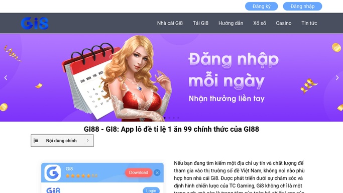 GI8 - Link vào chính thức nhà cái tặng 100K siêu tốc