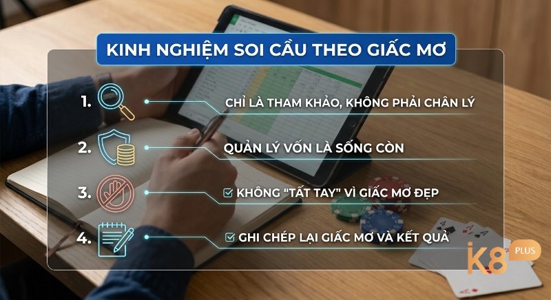 Checklist 4 kinh nghiệm thực chiến, soi cầu theo giấc mơ: quản lý vốn, không tất tay, chỉ tham khảo và ghi chép kết quả
