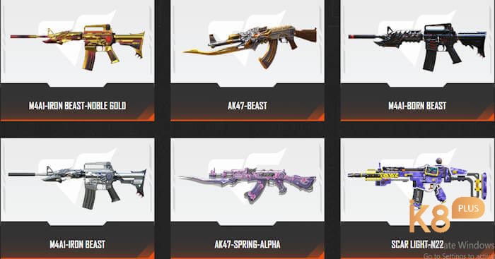 Hệ thống vũ khí CrossFire Legends với nhiều loại súng khác nhau