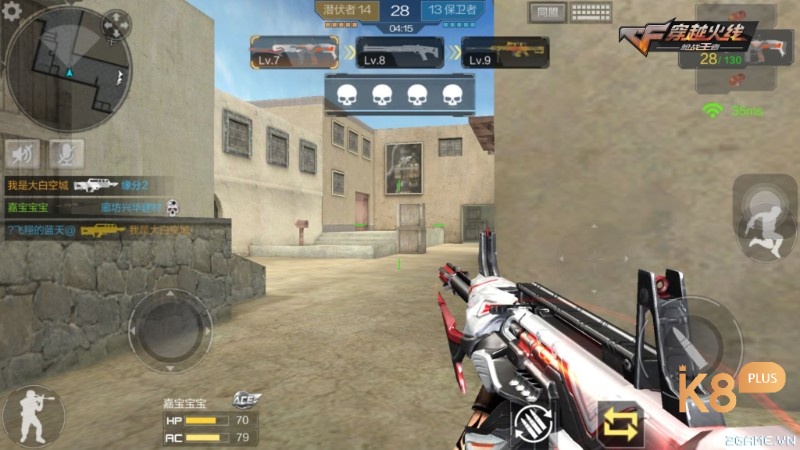 Bố cục phím ảo CrossFire Legends trên điện thoại