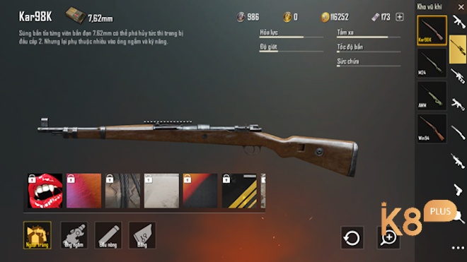 Vũ khí trong PUBG Mobile VN đa dạng từ súng trường, súng ngắm đến lựu đạn và chảo